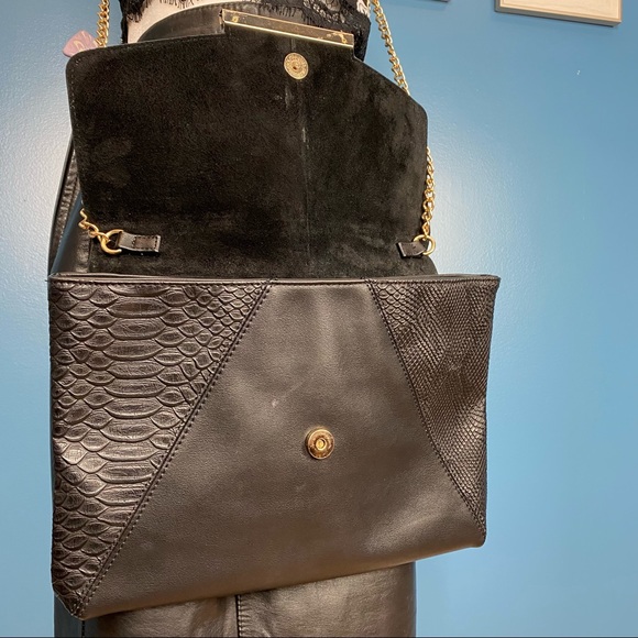 Aldo Black Suede Faux Leather Clutch Crossbody - Picture 5 of 16